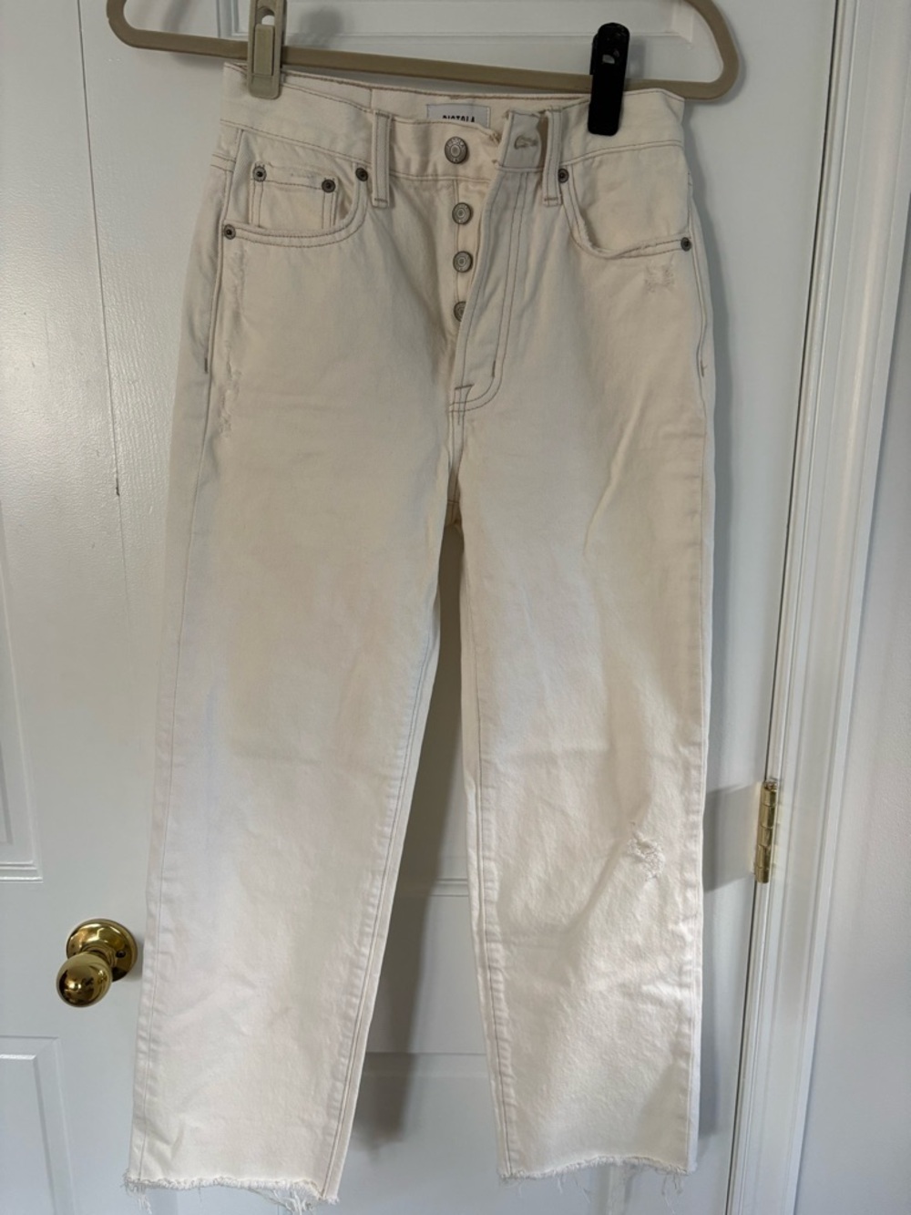 Pistola cream raw hem jeans